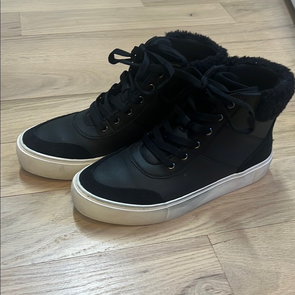UGG Black High-Top Sneakers with Fuzzy Texture